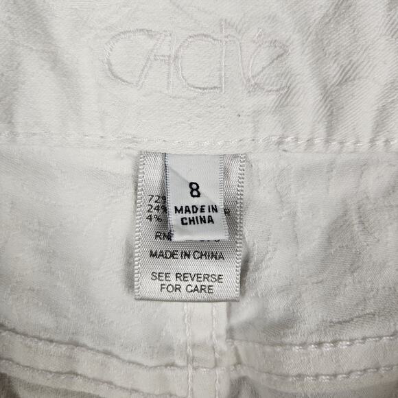 Cache Textured Stretch Jeans Cropped White Skinny Summer Capri Vacation Womens 8 - Picture 6 of 15